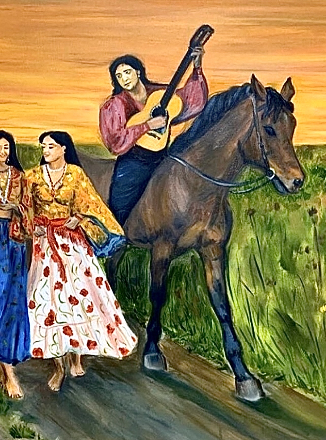 Detail of Gypsies in the Field showing traditional clothing